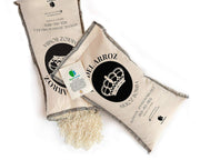 Gourmanity Rey del Arroz Bomba Rice| Bulk Delicious Spanish Rice/Pilaf for Paella, Arroz A banda, Arroz Negre, Saffron Rice & More|Gluten-Soy-Dairy-Free| 500 gram Burlap Sack