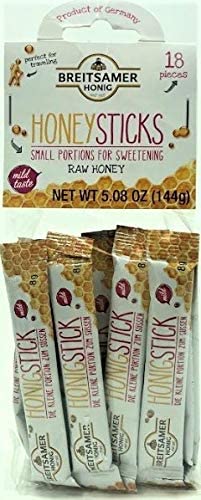 Breitsamer Honig Raw Honey Sticks Mild Taste Pack 1 Pack (18 Pieces)