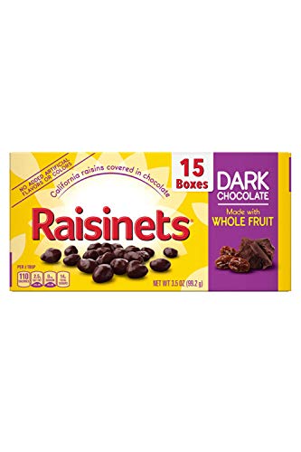Raisinets Dark Chocolate Covered Raisins, Bulk Ferrero Halloween Candy for Trick or Treat Bags, 3.5 Ounce Boxes (Pack of 15)