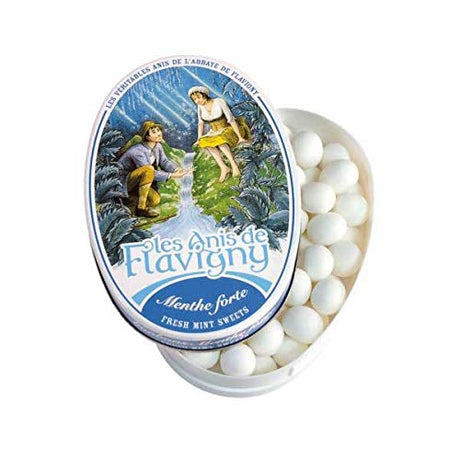 Les Anis de Flavigny - Mint Flavored Anise Drop Candy (Menthe Forte), 50g Collectible Tin …