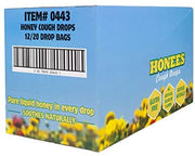 Honees Original Honey Menthol Cough Drops, 20 Count Bag, 12 Pack