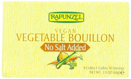 Rapunzel Pure Vegan Vegetable Bouillon, No Salt Added, 8 Cubes, 2.4-Ounce Packages (Pack of 6)