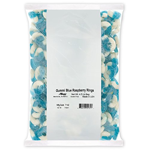 Albanese Confectionery Gummi Blue Raspberry Rings, 4.5 Pound Bag