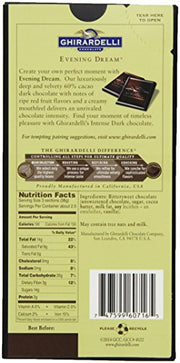 Ghirardelli Chocolate Intense Dark Bar, Evening Dream 60% Cacao, 3.5-Ounce Bars