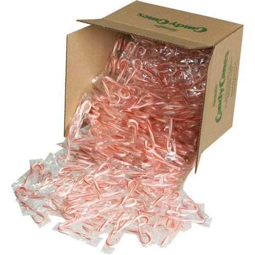 Spangler Red and White Mini Candy Cane - 500 per pack -- 4 packs per case.