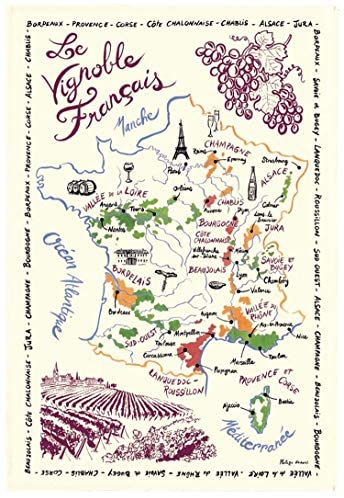French Wine Map Tea Towel by Torchons et Bouchons