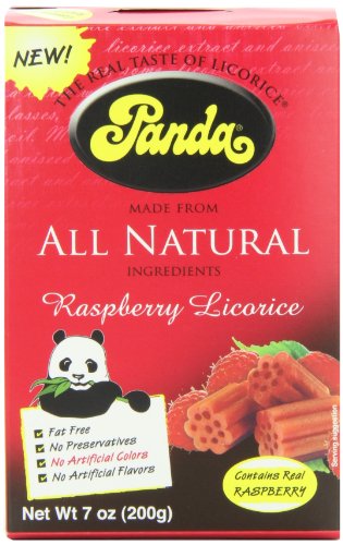 Panda All Natural Licorice Chews Raspberry, 7-Ounce Packages (Pack of 12)