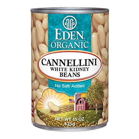 Eden Organic Cannellini White Kidney Beans, No Salt Added, 15-Ounce Cans (Pack of 12)