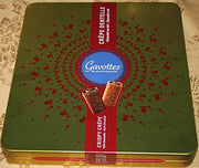 Large Holiday Red Gift Tin of Assorted Gavottes Crispy Lace Crepes Dentelle From France - Assortement of Crepe Covered in Dark Chocolate and Milk Chocolate - 420 grams