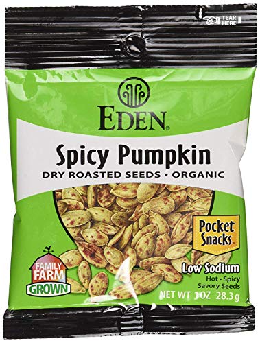 Eden Organic Spicy Pumpkin Seeds, Dry Roasted, Pocket Snacks, 1 Ounce