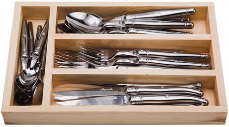 Jean Dubost Piece Everyday Flatware Set With Handles In a Tray