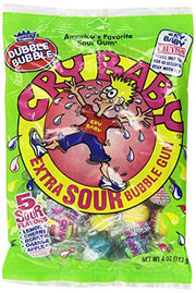 Cry Baby Extra Sour Bubble Gum (4 oz Bags) 3 Pack