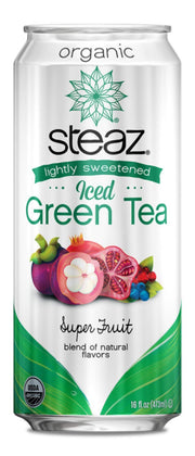 Steaz Organic Lightly Sweetened Iced Green Tea, Superfruit, 16 OZ (Pack of 12)