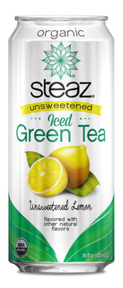 Steaz Unsweetened Iced Green Tea,, 16 OZ (Unsweetened Lemon)