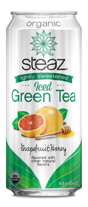 Steaz Organic Iced Green Tea, Lightly Sweetened Grapefruit Honey, 16 Ounce (Pack of 12)