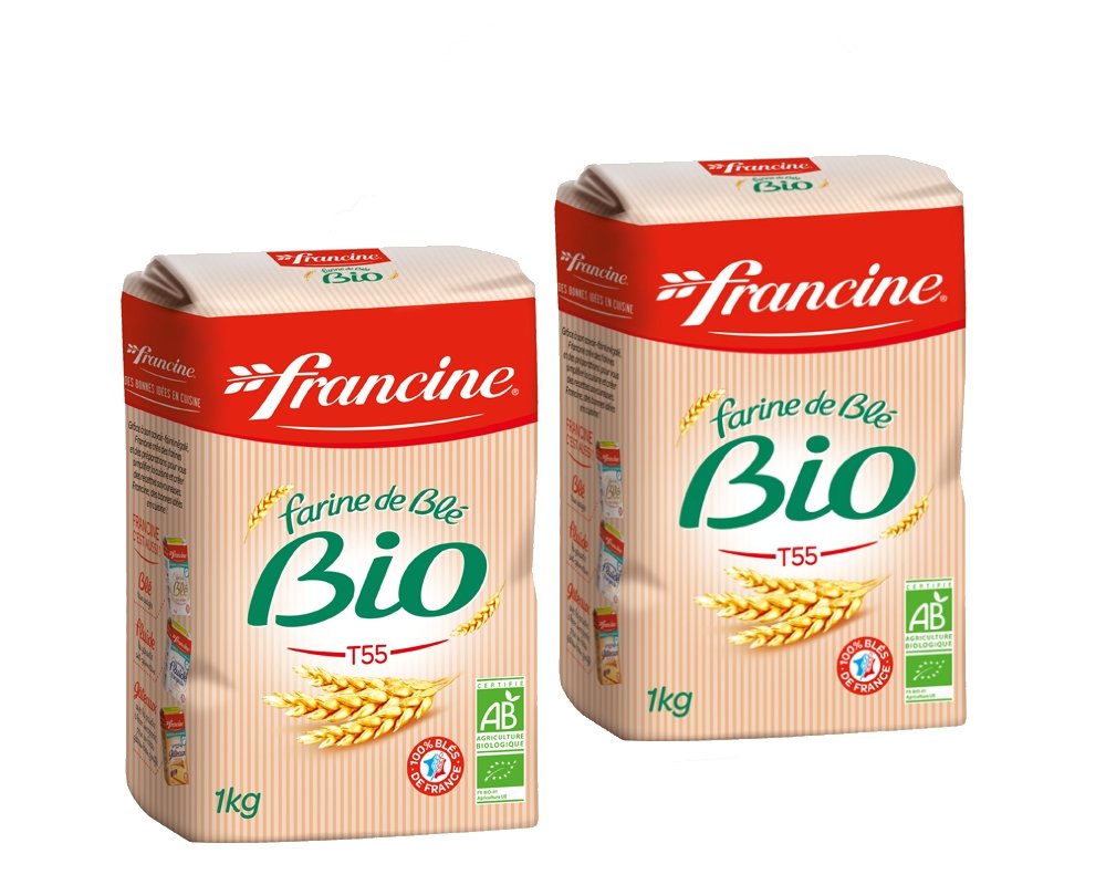 Francine Farine de Ble Bio - French All Purpose Organic Wheat Flour - 2.2 lbs (Pack of 2)