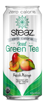 Steaz Zero Calorie Tea - Peach Mango - 16 OZ - 12 pk