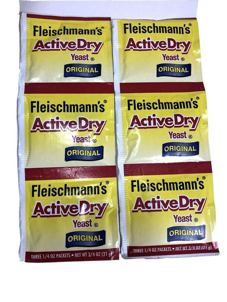 FLEISCHMANN'S ACTIVE DRY Yeast Original 2 Packs of 3 1/4 oz Packets New Selaed