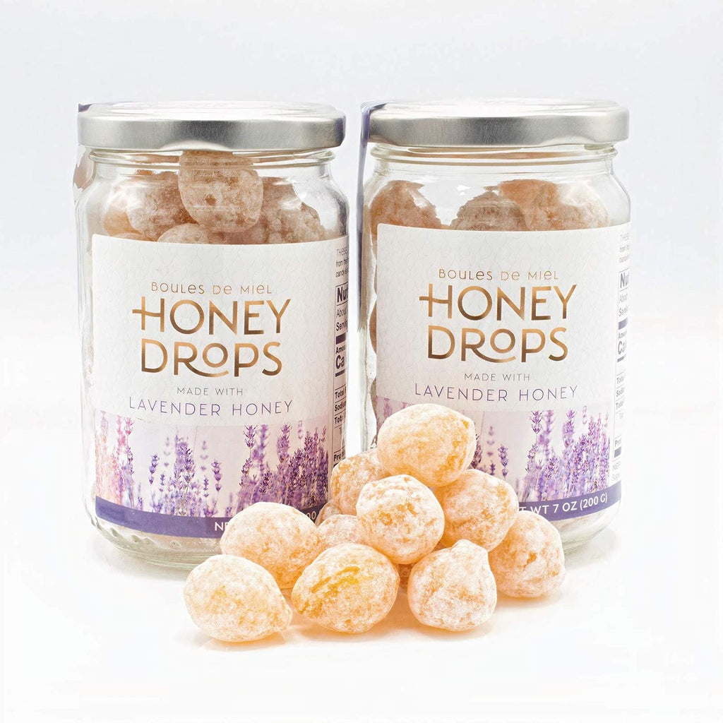 Gourmanity Honey Drops Made With Lavender Honey, 7 oz Jar, Pack of 2, Hard Honey Candy From Provence, France, Boules Fourrees Miel, Lavender Honey Drops