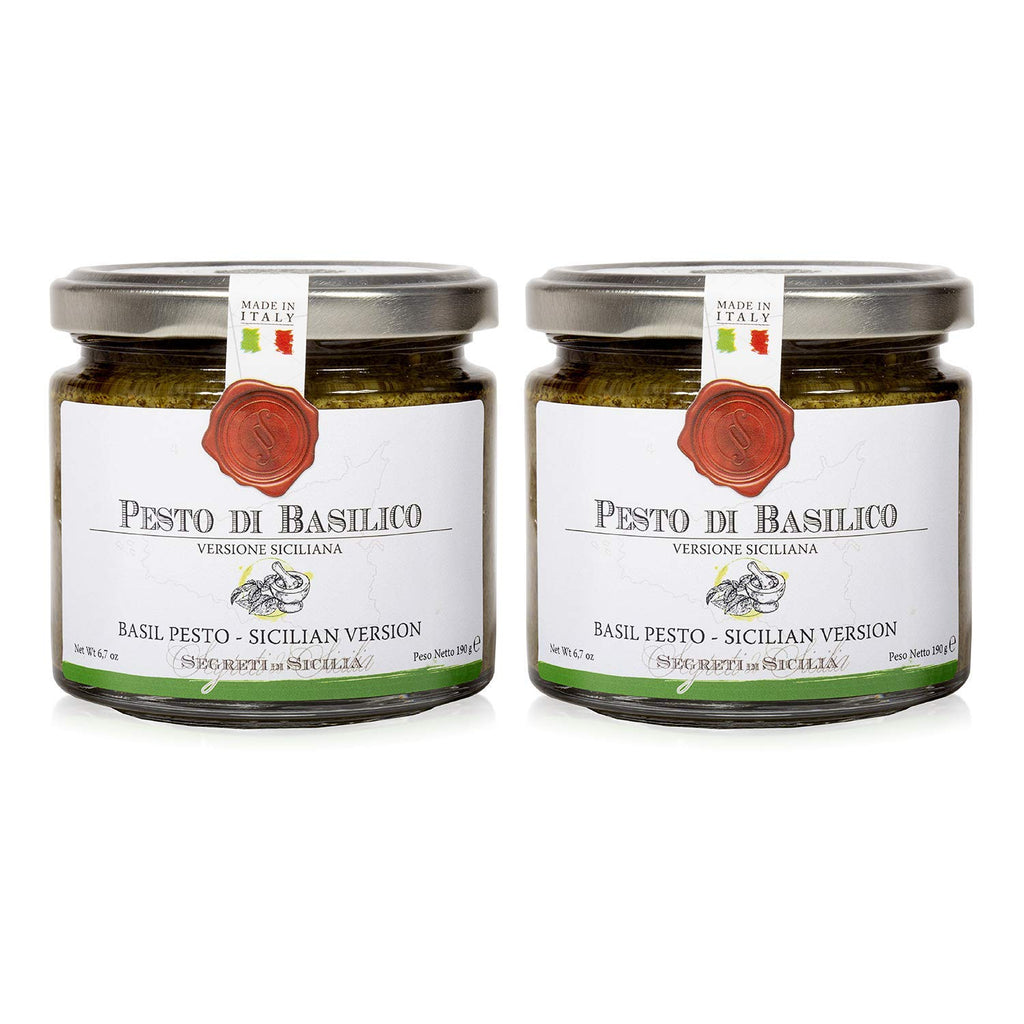 Frantoi Cutrera Basil Pesto Pasta Sauce and Bruschetta Topping - Product of Italy