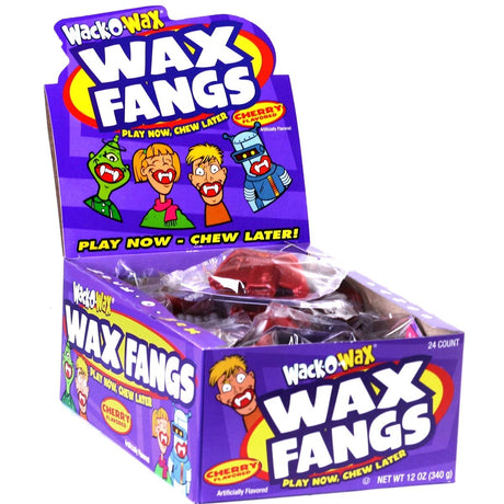 Wack O'Wax Cherry Flavored Halloween Wax Fangs, Box of 24