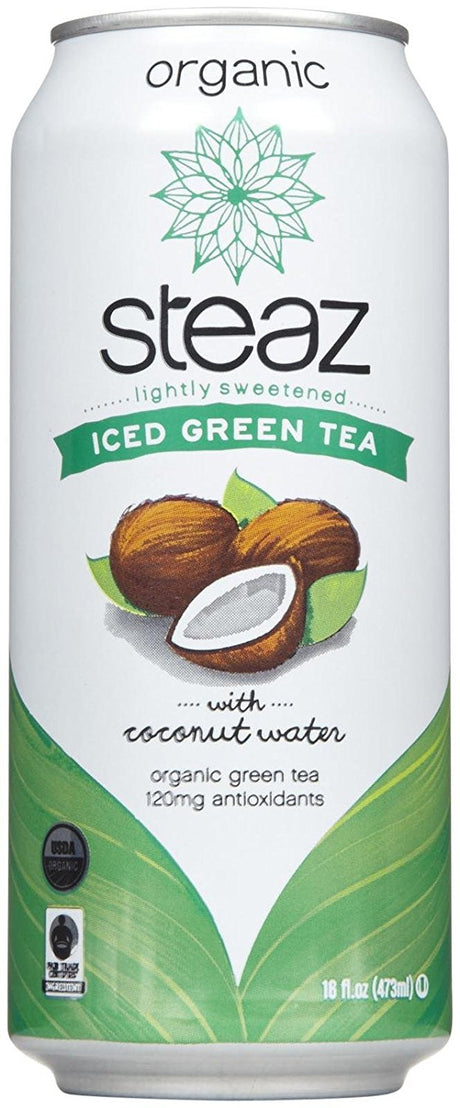 Steaz Iced Green Tea - with Coconut Water - 16 OZ - 12 pk