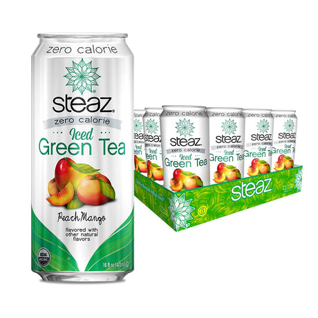 Steaz Zero Calorie Tea - Peach Mango - 16 OZ - 12 pk