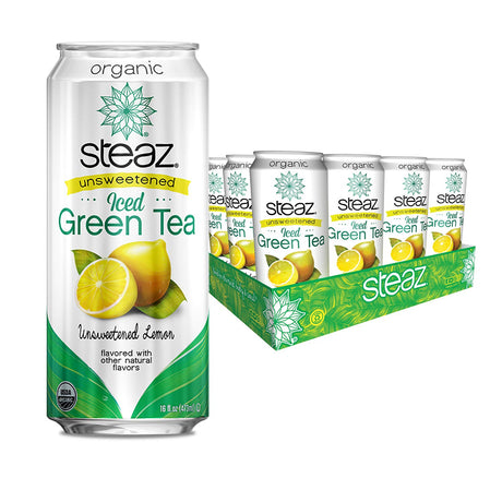 Steaz Unsweetened Iced Green Tea,, 16 OZ (Unsweetened Lemon)