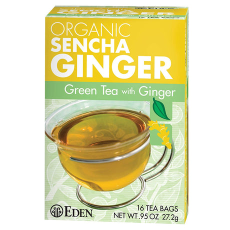 Eden Organic Sencha Ginger Green Tea Box, 16 Count Tea Bag