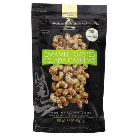 Squirrel Brand Caramel Toasted Colada Cashews 3.5 oz - Pack of 6