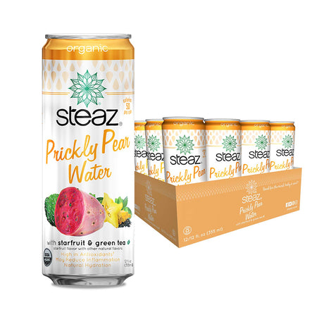 Steaz Prickly Pear Water, Green Tea, 12 OZ