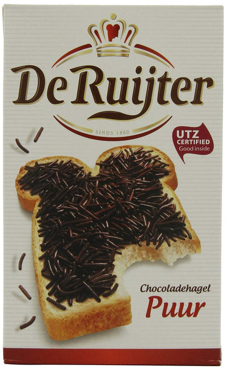 Deruyter Chocoadehagel Puur (Dark Chocolate Sprinkles), 14-Ounces Boxes