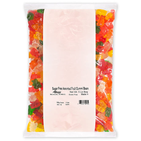 Albanese Confecetionery Sugar Free Assorted Fruit Gummi Bears, 5 Pound Bag