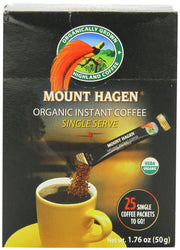 Mount Hagen Organic Instant Regular Coffee, 25 Count Single Serve packet