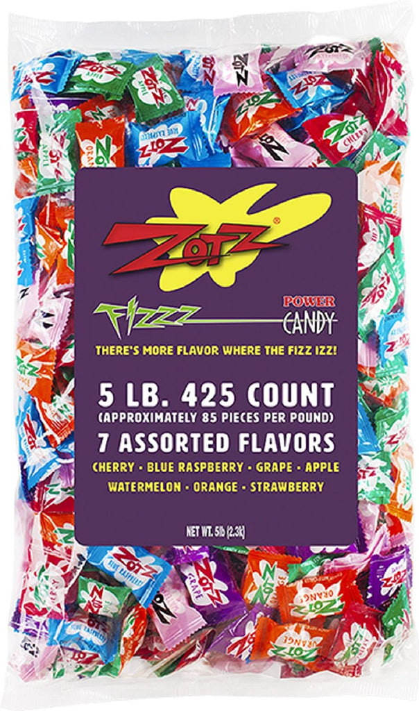 Zotz Fizzy Candy, 7 Flavor Assorted, 5-Pound Bag