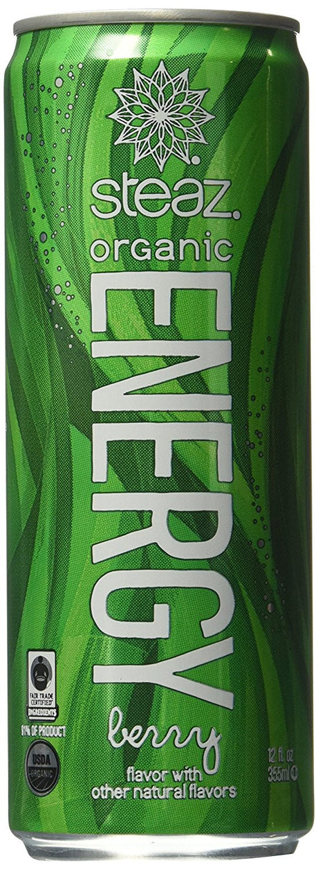 Steaz Energy Drink, Berry, 12 Ounce (Pack of 12)