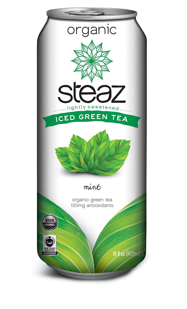 Steaz Organic Lightly Sweetened Iced Green Tea, 16 OZ (Pack of 12)