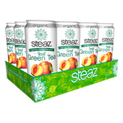 Steaz Organic Lightly Sweetened Iced Green Tea, Peach, 16 FL OZ (Pack of 12)