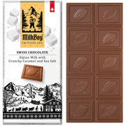 Milkboy Swiss Chocolates - Alpine Milk Chocolate Bars with Crunchy Caramel & Sea Salt (5 Pack)