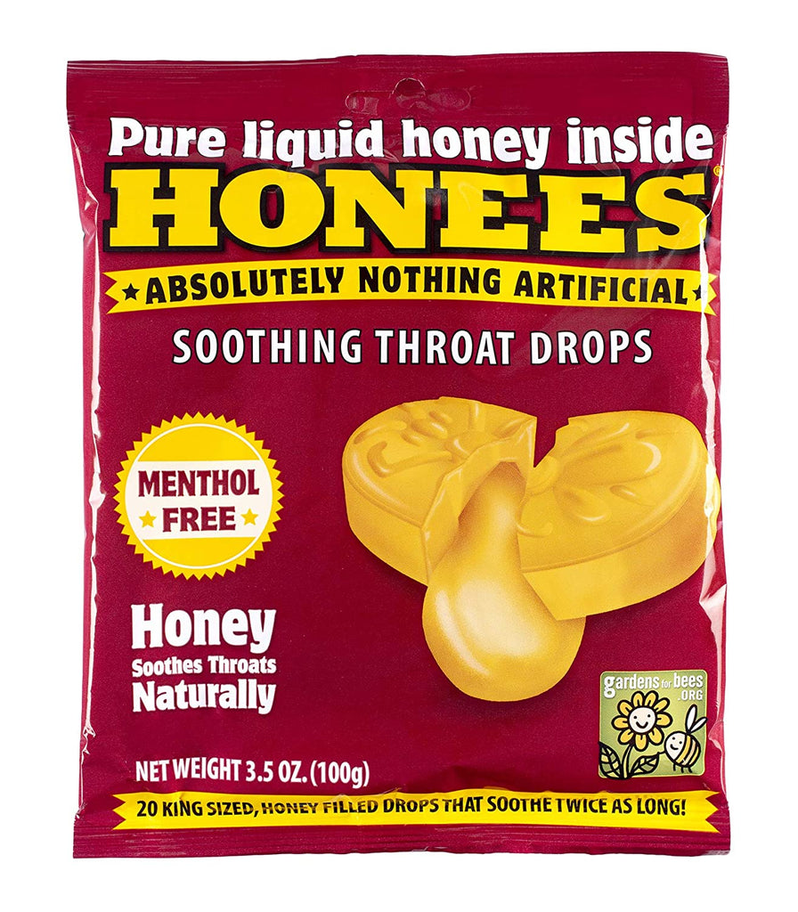 Honees Original Honey Soothing Throat Cough Drops, 20 Count Bag