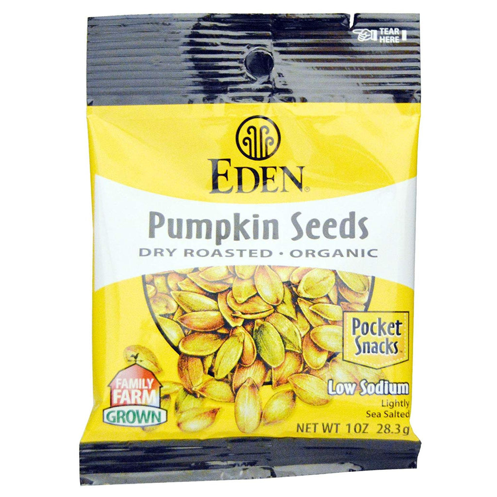 Eden Organic Pumpkin Seeds, Dry Roasted and Salted, Pocket Snacks, 1 Ounce