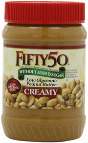 Fifty-50 Peanut Butter, Without Added Sugar, 18-Ounce Units (Pack of 6)