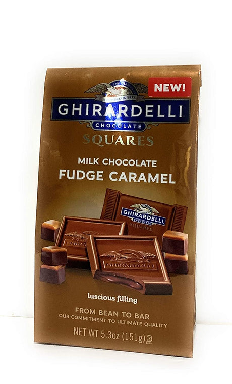 All New Ghirardelli Fudge Caramel Squares 5.3 oz (one bag)
