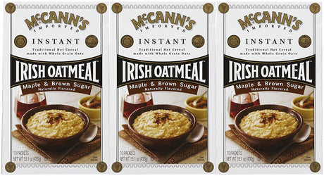 McCanns Instant Irish Oatmeal Maple Brown Sugar, 10 ct, 3 pk