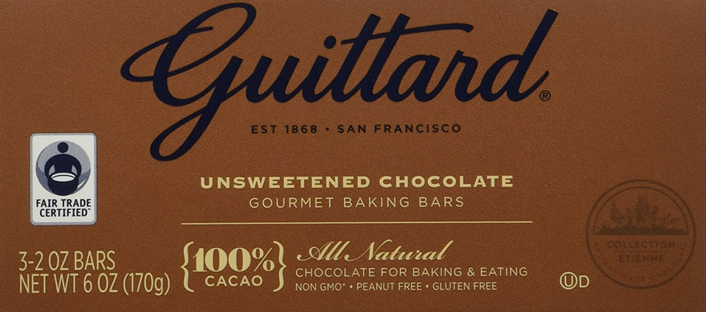 Guittard, 100% Unsweetened Chocolate Baking Bar, 6oz Package (Pack of 4)