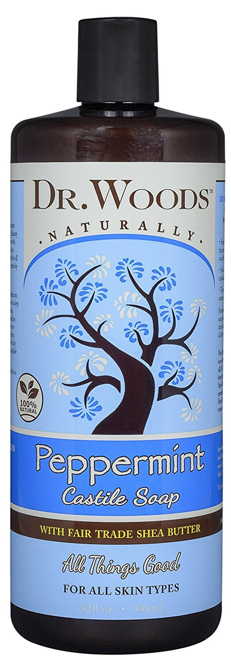 Dr. Woods Pure Castile Peppermint Soap with Organic Shea Butter, 32 Ounce