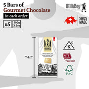 Milkboy Swiss Chocolates - White Chocolate with Bourbon Vanilla Chocolate Bars (5 Pack)