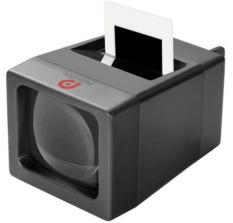 Porta Slide Illuminated Slide Viewer – Battery Operated & Pressure Activated LED Transparency Viewer for 2x2 & 35mm Photographs, Film, Pictures – Tabletop & Handheld Portable Device w/Cleaning Cloth