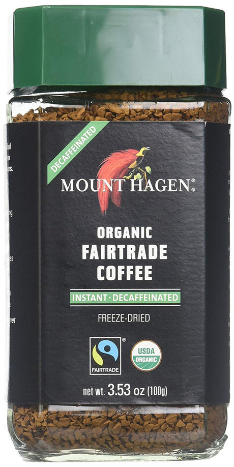 Mount Hagen Organic Freeze Dried Instant Decaffeinated Coffee, 3.53-Ounce Jars (Pack of 6)