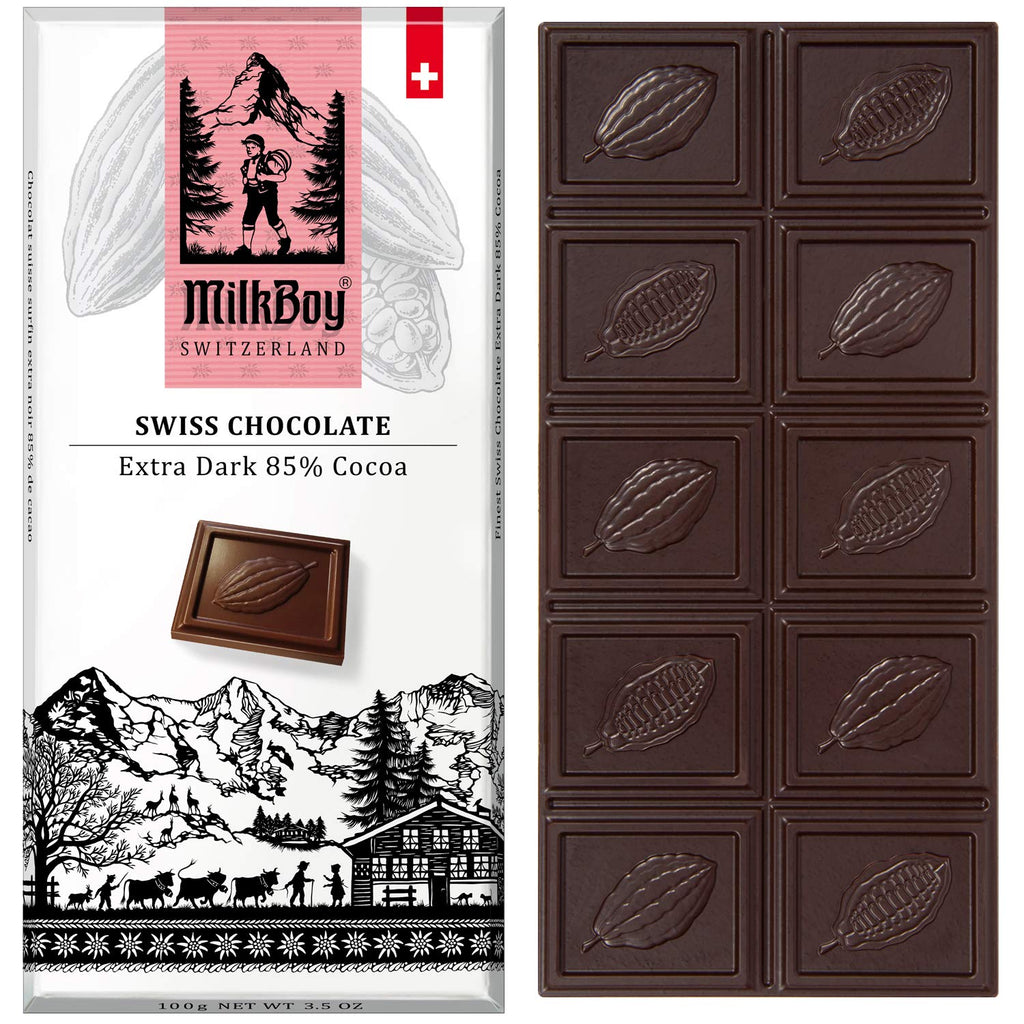 Milkboy Swiss Chocolates - Extra Dark Chocolate Bars 85% Cocoa (5 Pack)